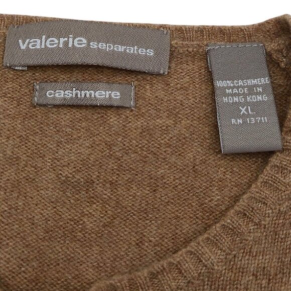 Valerie Stevens Sweater Women XL Brown cashmere Grandpa Core Minimalist Career - Picture 5 of 6